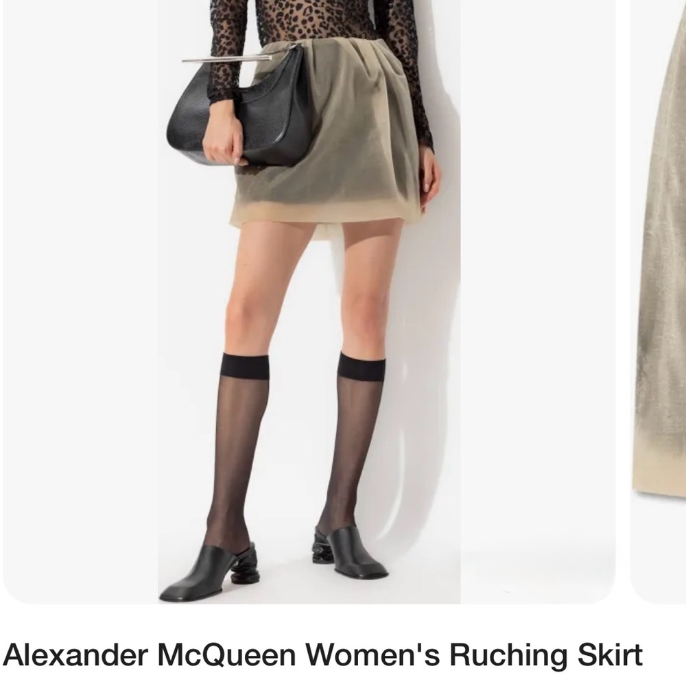 Alexander McQueen Tan Black Ruched Bubble Mini Skirt Size IT48